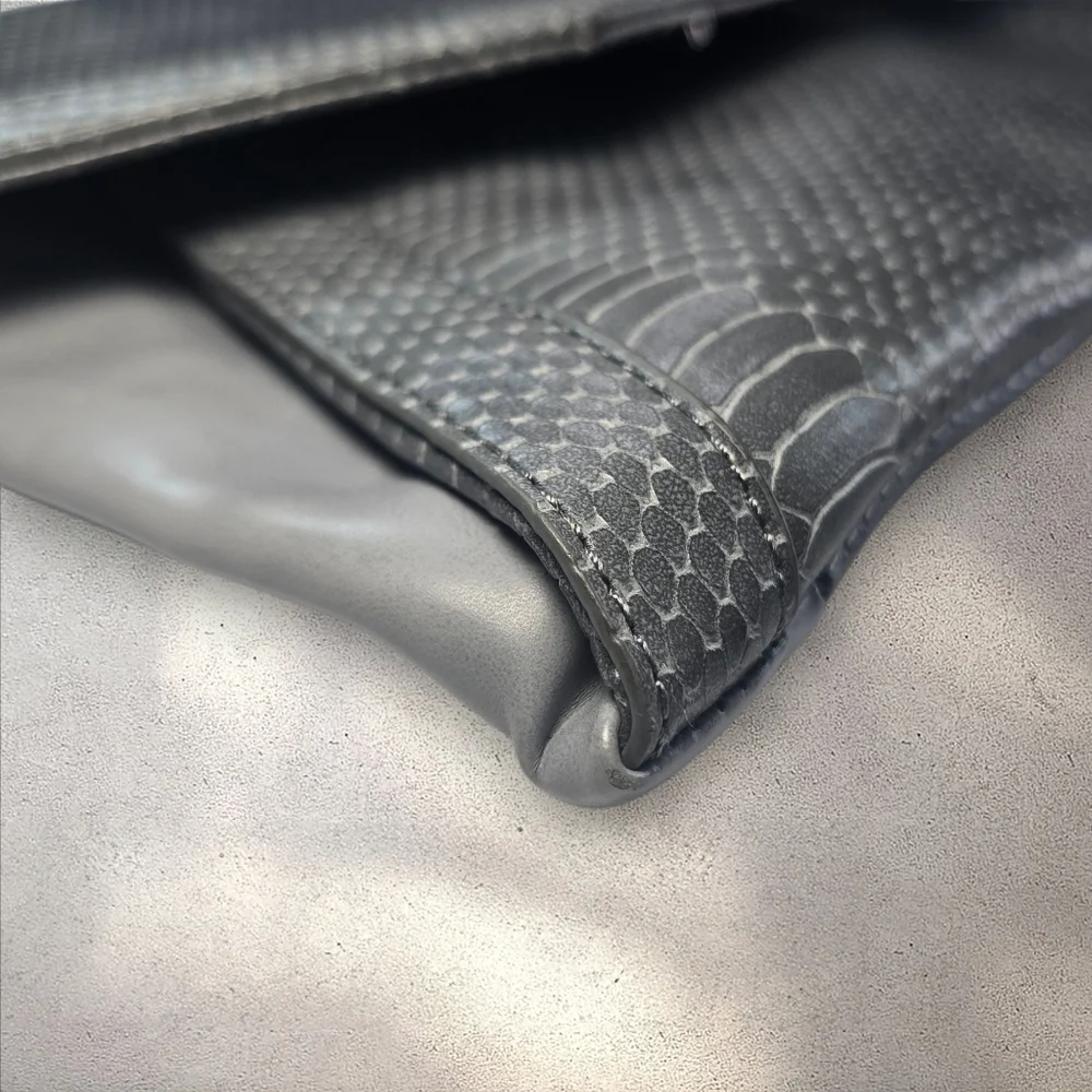 Limited Edition Envelope‎ Grey Snakeskin Clutch Foldover Crossbody